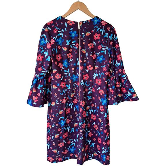 CALVIN KLEIN Floral Printed Bell Sleeve Sheath Dress Size  8 Burgundy - Picture 10 of 12